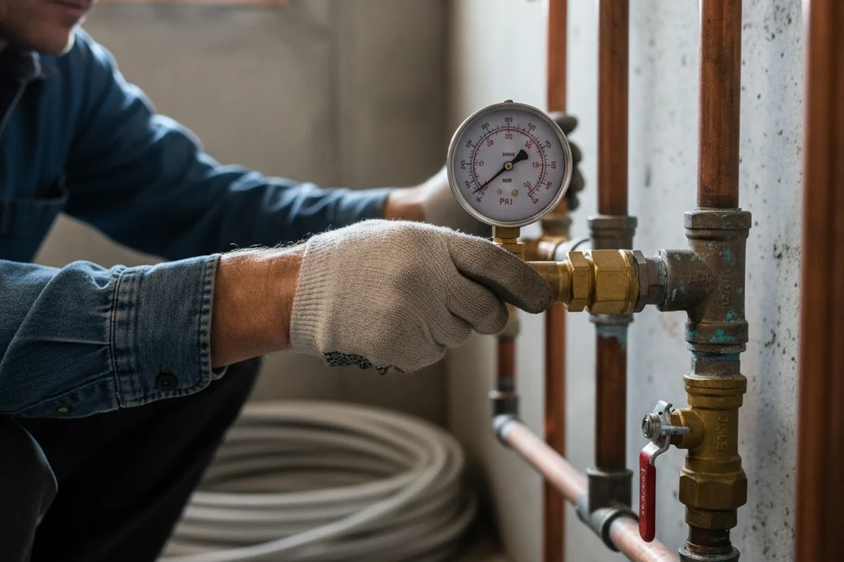 Pressure testing a repaired line during Water Line Repair in Rego Park
